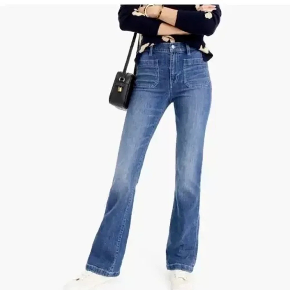 J.Crew Demi- Bootcut  With Patch Pockets Jean In Medium Bay Wash